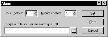 Setting Alarms for Calendar Items GroupWise can sound an alarm to remind you of an upcoming appointment. You can also choose to open a file or to run a program when the alarm goes off.