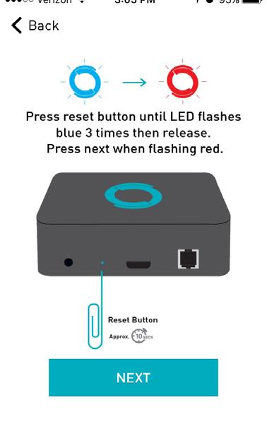 THE SHADE STORE APP PAIRING & LINKING INSTRUCTIONS MANUAL CONFIGURATION 14. Using a paper clip, press and hold the recessed button on the Wi-Fi Bridge until the Bridge blinks blue 3 times.