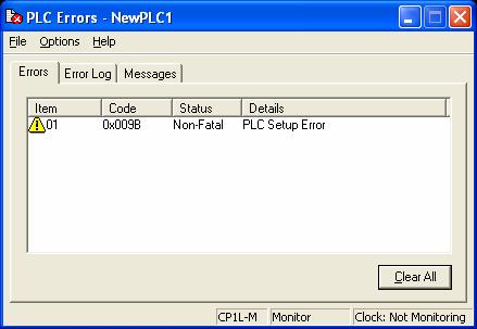 7. 6.4.Generate Error (Non Fatal Error) Occur the [Non Fatal Error] on the, and confirm the status for the CX-Programmer, and CX- Designer (TEST MODE) Set as follow on PLC Error.