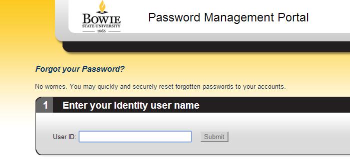 STEP 4: This is the BSU Password Management Portal. Type in your User ID.