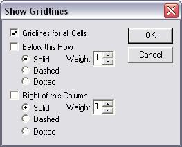 Gridlines Right-click a cell, point to Edit Column, and then click Gridlines.