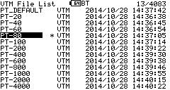 (Figure 4: VTM File List) Note: 1. The symbol means the ANALYZER battery power remains 64%. 2.