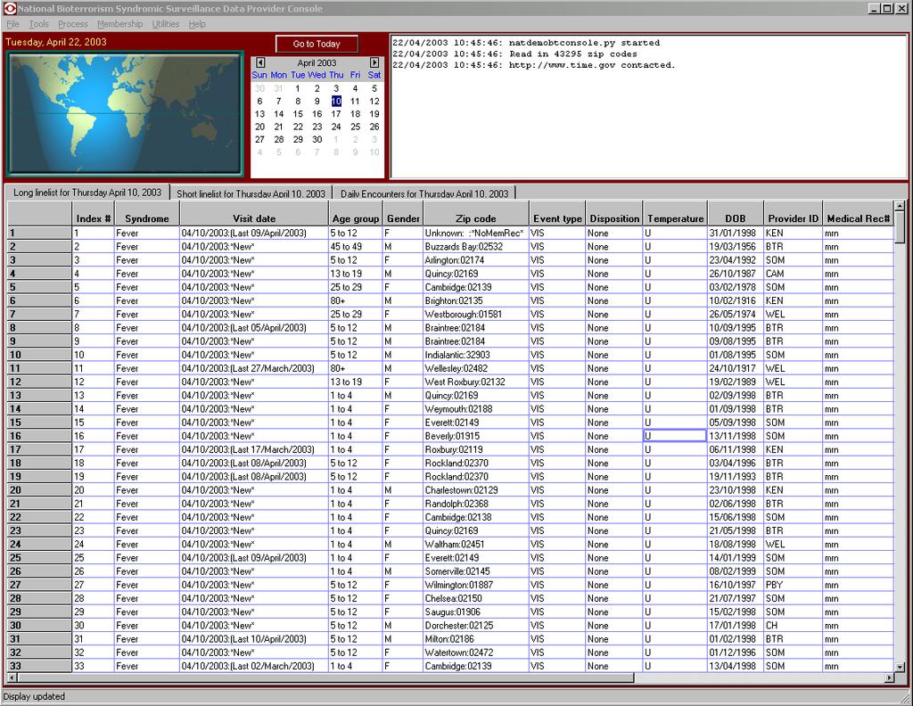 Identifiable data is all processed locally using software provided by the Datacenter Identifiable lists of encounters