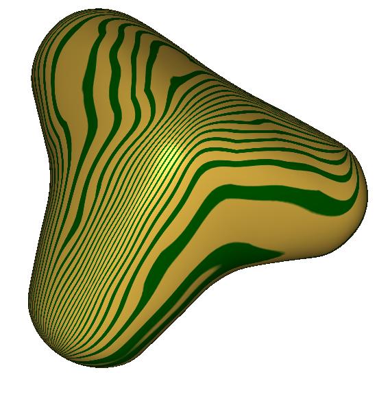 Gaussian curvature shading of the resulting surface.