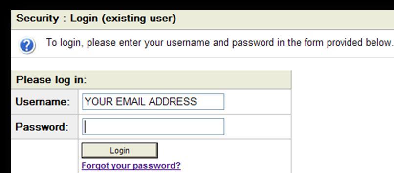 12. Enter your email address as the Username and the new temporary password