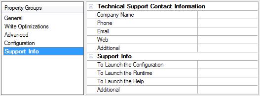 9 Custom Interface Driver Technical Support Contact Information This information includes the supporting party's company name, phone, email address, web address, and any additional information.