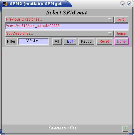 When SPM requires that you select some files, you will get the SPM file get window: Background on the data In this lab you will look at single subject fmri data from a block auditory activation