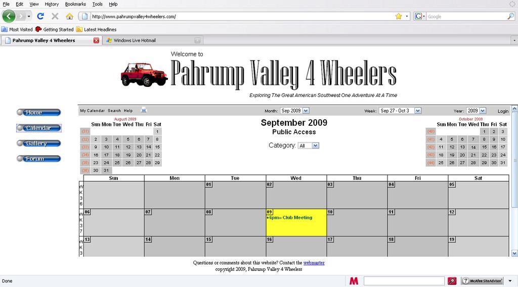 The Calendar The Calendar page provides a Public Access view