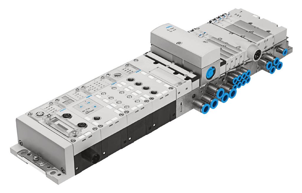 Integrate I/P onto valve terminal For applications requiring proportional pressure control, embed the I/P directly on the same terminal as the pneumatic valves.
