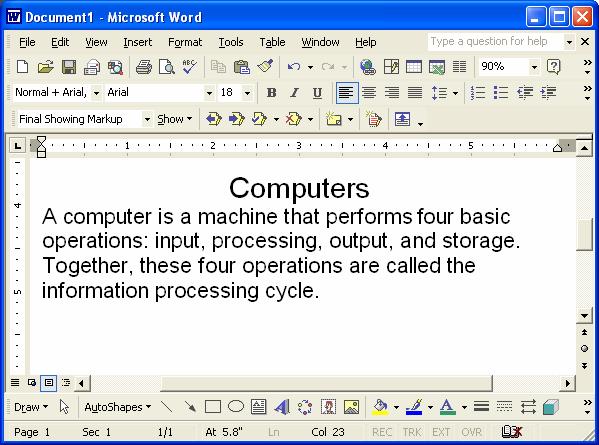 Output The computer provides a list of apparent misspellings.