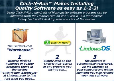 you can Click-N-Run it on other LindowsOS machines. The easiest way to load a ton of great software from the Click-N-Run Warehouse to your computer with one click is the Lindows.