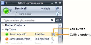 Communicator Phone and Video Make a one-click phone call In the Contact List, click the contact s Call button and click on the phone number.