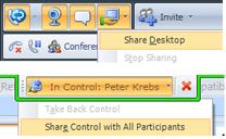 Share your desktop To allow other participants to view your entire computer desktop during a conversation or IM, click the Sharing button, and then click Share Desktop.