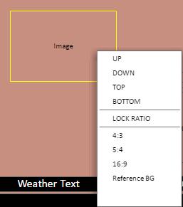 Image : Provides adjustable zones for BMP, PNG, JPG, GIF and TIF format files. Drag and locate, click and drag to adjust vertical and horizontal aspects.