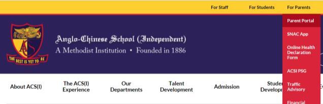 INSTRUCTIONS TO ACCESS ACS (Independent) PARENTS PORTAL Accessing The Parents Portal The Parents Portal is accessed through the ACS (Indep) website at the following URL / address: https://www.
