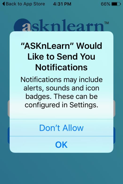 keyword search and install (free) asknlearn App from your ios APP store or Android Play Store into your