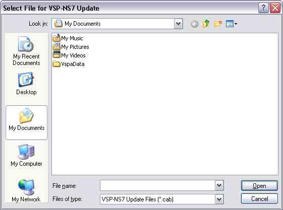 4 To update software for all players simultaneously, click [Update VSP-NS7] in the VSP-NS7 Communication Status window.