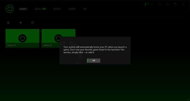 TOOL TIPS A simple tool tip providing a brief explanation on each feature of the Razer Cortex is