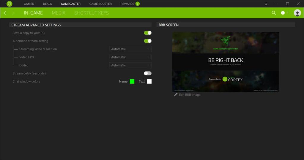 The STREAM section enables you to select and connect the streaming service you want to use.