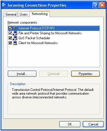 Properties Networking -> Internet Protocol