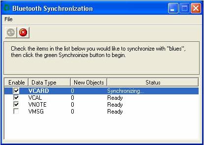 Figure 1: Start To Synchronize Information Note: Users can start synchronization from MS Outlook using the Bluetooth Add-In menus and buttons installed with BlueSoleil.