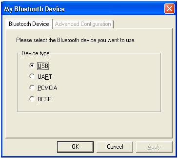 Figure 1 Select Bluetooth Device Advanced Configuration The Advanced Configuration page will