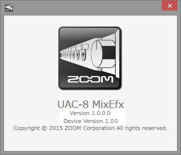 On a Mac You can check the version information by opening "UAC-8 MixEfx" in the menu bar and selecting "About UAC-8 MixEfx". HINT "Version" is the the version of the hardware.
