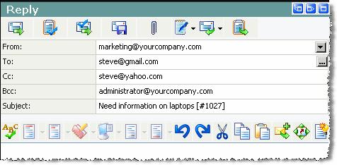 A sample Reply pane Subject The subject field of the email tells what the email is about. If the activity belongs to a case, it also contains the Case Id to which the activity belongs.