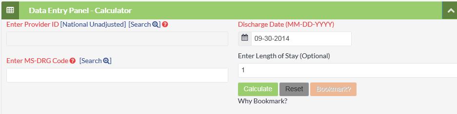 2 To calculate payment by entering MS-DRG codes If you already know the MS-DRG code(s), click on the Calculate button at the top of the screen.