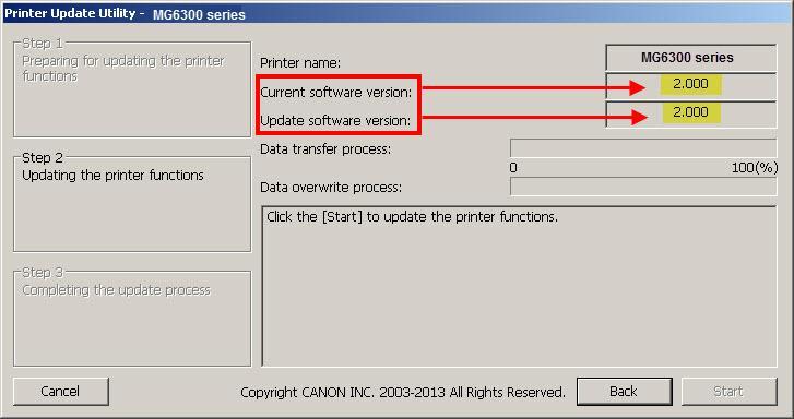 000 or later, the Start button will not be enabled and the printer s firmware does not need to