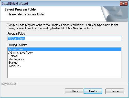 1. Install/Uninstall 7. The next page will be displayed. Specify the program folder and click on "Next". 8.