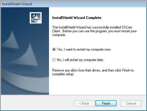 If you need SSCom Client to automatically start at the Windows startup, select "Yes" and click on "Next". 9.