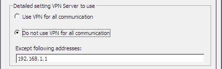 3. Configuration (3) How to use "Except following address" This section describes how to use "Except following address" in the "Detailed setting VPN Server to use".