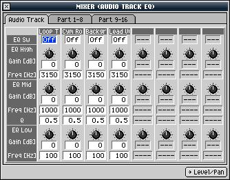 MIDI Track EQ On the MV-8000, you can EQ audio tracks, and MIDI tracks that play internal MV-8000 patches. With: an audio track EQ is applied directly to the recorded track.