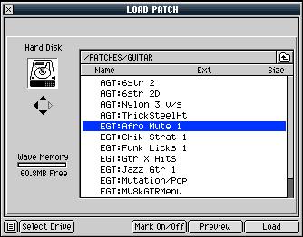 Loading a Patch from the PATCHES Folder 1. After following the instructions in Navigating to a Patch Outside the Project, double-click the PATCHES folder. 3. Select the patch you want to load.