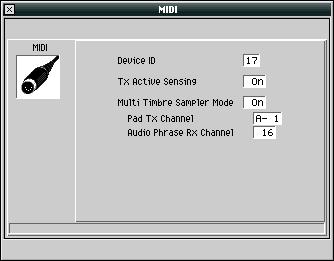 Turning On Multi Timbre Sampler Mode To turn on Multi Timbre Sampler mode: 1. Press SYSTEM to display the SYSTEM menu. 2. Select MIDI to display the MV-8000 MIDI parameters.