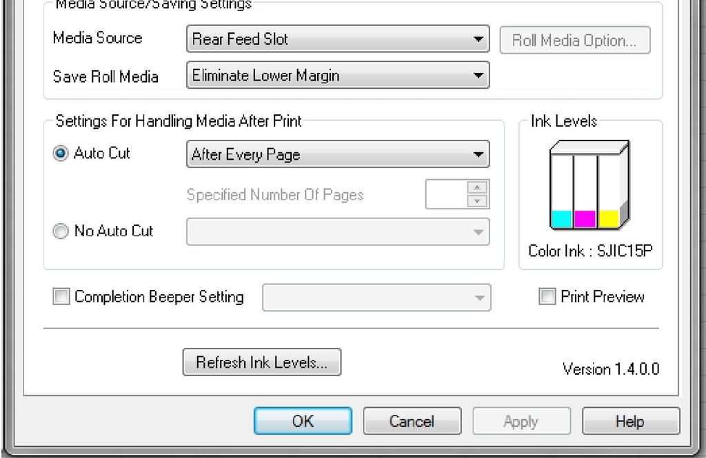 Printer Setup Configure Driver for Fanfold At Media Layout select.