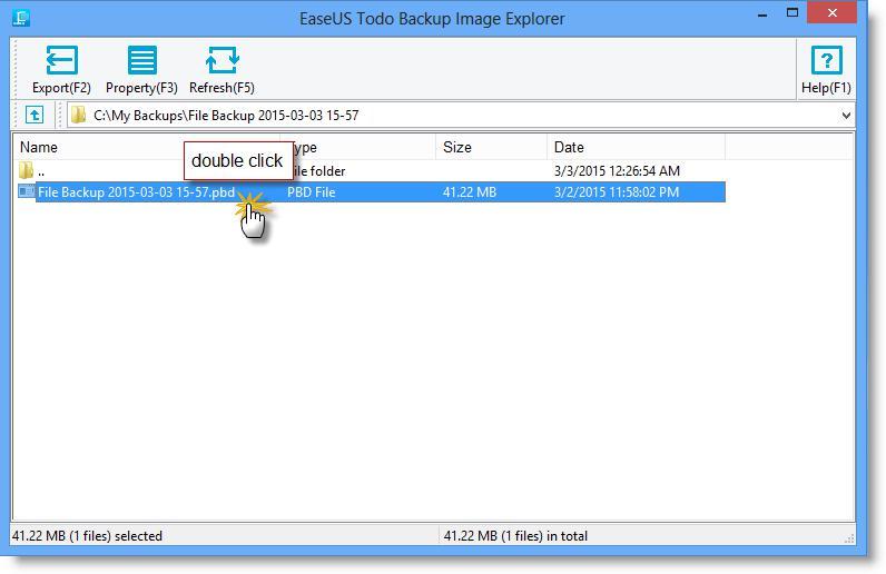4. All files and folders belong to.pbd image file are marked with EaseUS logo.