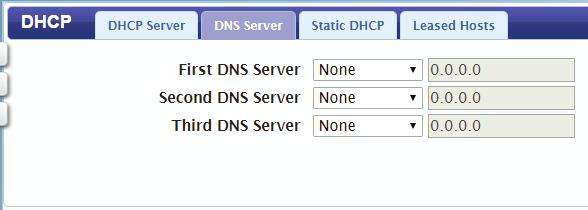Start IP: End IP: Set the starting address of the IP range. Set the ending address of the IP range. Lease Time: Set the lease time of the IP addresses issued by the DHCP server.