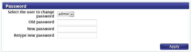 Section 3 - Configuration Password This page lets you change the configuration interface passwords for the Administrator (Admin) and User accounts.