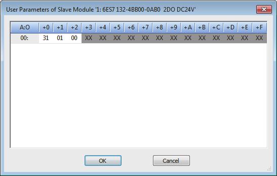 User Parameters of Slave Module Directly edit the user parameters of the DP-Slave by inputting numbers.