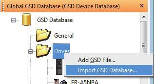Import GSD Database This item can be imported the DP-Slave information from the existing GSD database (.mdb), GSD export file (*.