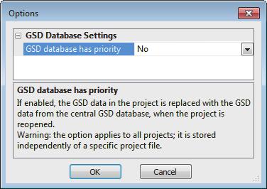 Options Set the GSD file to be prioritized.