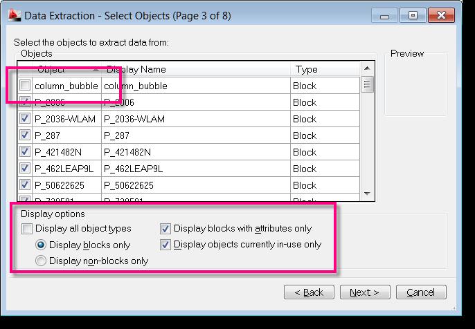 STEP 9: STEP 10: STEP 11: STEP 12: Pick the NEXT button to read all objects from the selected files. TURN OFF the setting for DISPLAY ALL OBJECT TYPES.