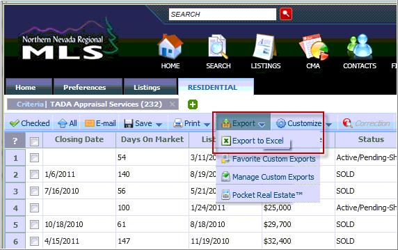 Downloading Your Search Results (Listings) Log into the MLS and enter your comparable sales SEARCH CRITERIA.