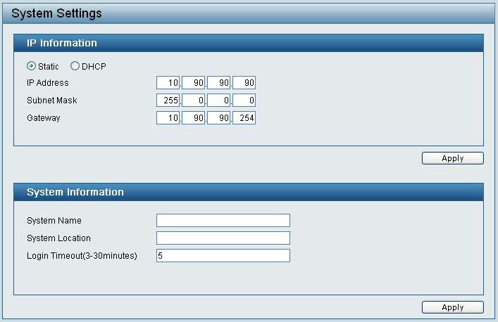 Figure 39 System > System Setting System > Port Settings In the Port Setting page, the status of all ports can be monitored and adjusted for optimum configuration.