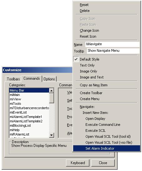 1MRS756635 Issued: 31.3.2010 Version: C/30.09.2012 SYS 600 9.3 Figure 3.13: Command context menu while the Customize dialog is open.