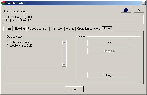 SYS 600 9.3 1MRS756635 4.6.7 Dial-up If a switch device is connected to the system via an autocaller line (a modem with functions for automatic dial-up), Control dialog detects this configuration.