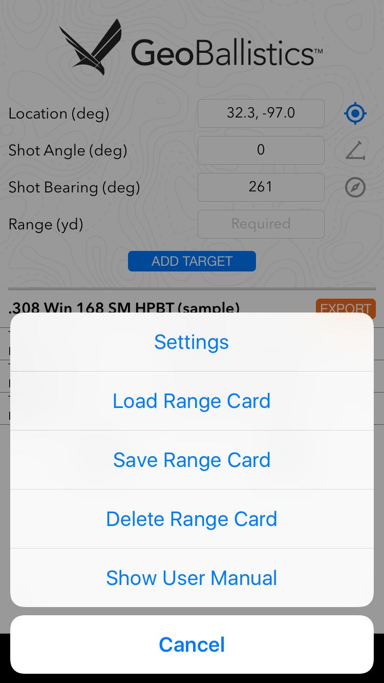 II. Main Menu D) Comp Mode Saving a Range Card Range Cards can be