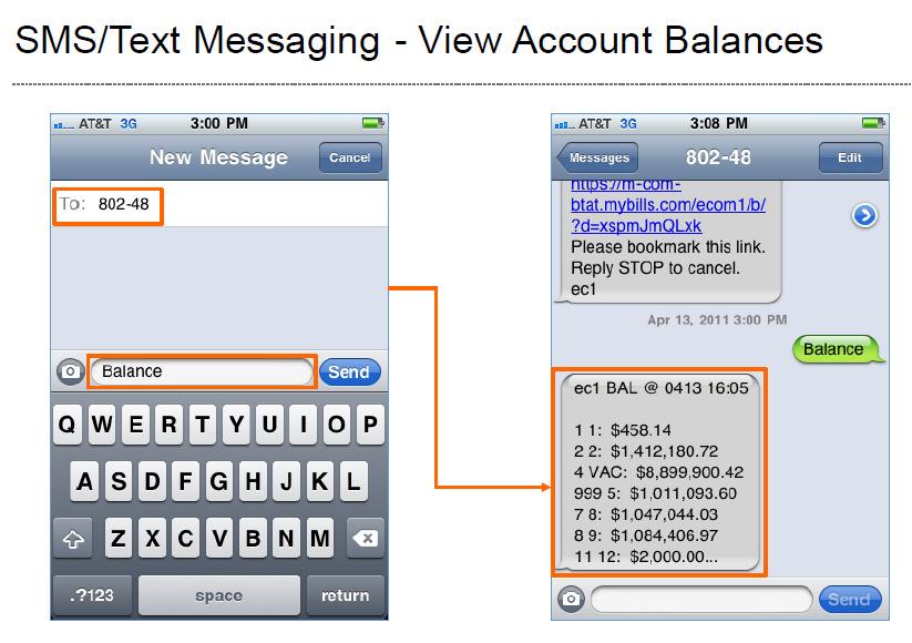 Keywords - Type B, BAL, BALANCE, BALANCES Check the balances for all accounts you have access to in Mobile Banking.